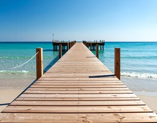 Wooden pier leading to turquoise ocean