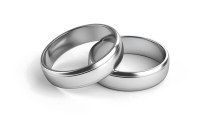 Elegant Silver Wedding Rings Intertwined on a Clean White Background Symbolizing Union