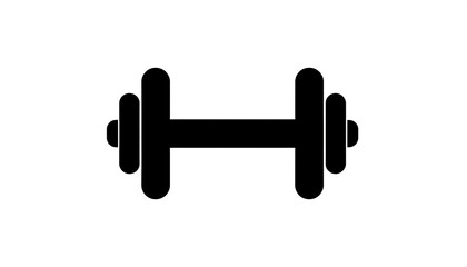 Simple black dumbbell icon on white background