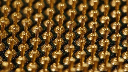 Close-up of gold computer pins