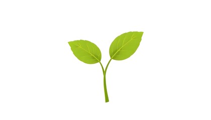 Vector illustration of two green leaves attached to a single stem of a young plant, highlighting natural simplicity and the organic beauty of new growth