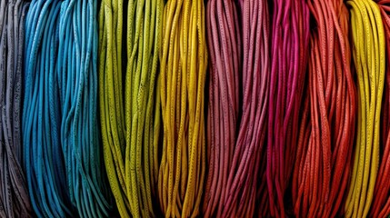 Colorful cords arranged in rows