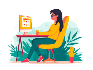 Woman monitoring product views on e-commerce site