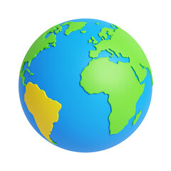 Fototapeta premium Stylized earth globe featuring continents on transparent background
