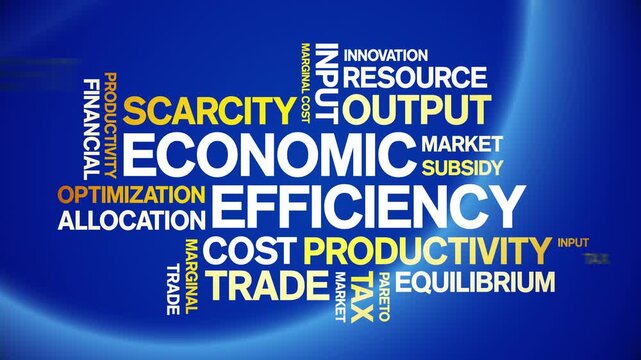 Economic Efficiency animated word cloud-text design animation tag kinetic typography seamless loop.