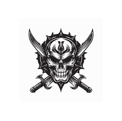 Skull with crossed sabers in different styles