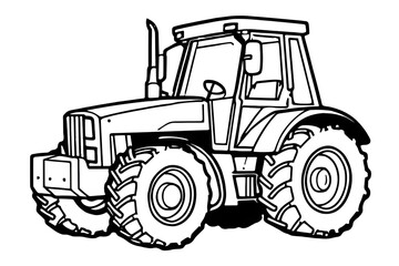 Naklejka premium Simple Outline Tractor Machine Vehicle Farm Agriculture Transportation Illustration. Ai Generated Images