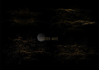 Isolated design component, exquisite golden abstract shape from shiny tinsel.
