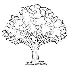 Obraz premium Simple Line Drawing Tree Illustration with Leaf and Branch Detail. Ai Generated Images
