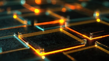 Abstract glowing grid