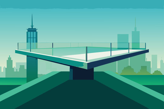 Modern skydeck overlooking cityscape