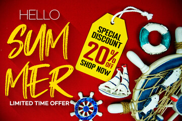 Summer Sale 20% Promotion Offer Discount Retail Shopping Concept
