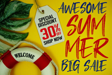 Summer Sale 30% Promotion Offer Discount Retail Shopping Concept