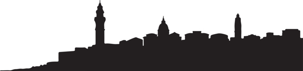 Obraz premium Genoa Skyline Silhouette Lanterna Lighthouse Old Port Buildings Italian Coastal City Vector Design