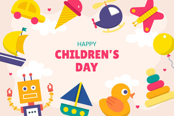 World Children's Day Background. Set of flat vector illustrations. Minimalistic background illustrations for sales, advertisements, coupons. Banner, poster, flyer.	