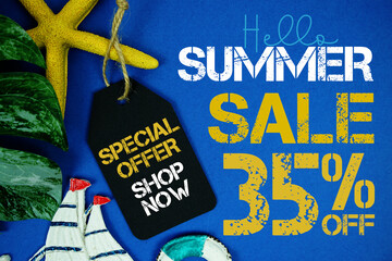 Summer Sale 35% Promotion Offer Discount Retail Shopping Concept