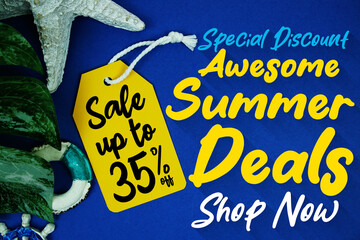 Summer Sale 35% Promotion Offer Discount Retail Shopping Concept