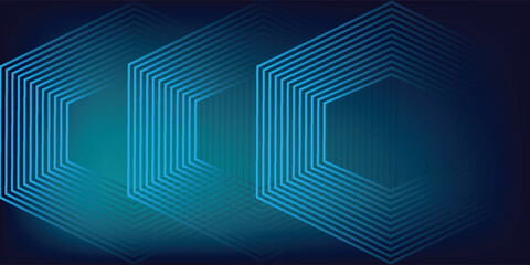 Abstract hexagonal lines on a blue background. Geometric line art design for posters, flyers, covers, websites, and banners.