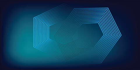 Abstract hexagonal lines on a blue background. Geometric line art design for posters, flyers, covers, websites, and banners.