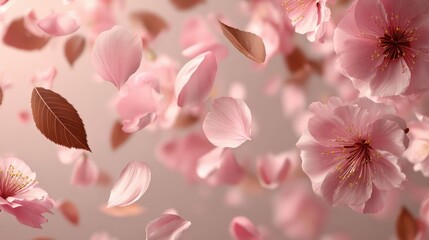 Pink petal fall background, suitable for wedding themes, nature wallpapers, and delicate spring art concepts.