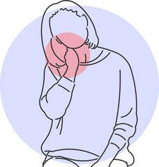 Illustration of a woman with severe pain in her neck