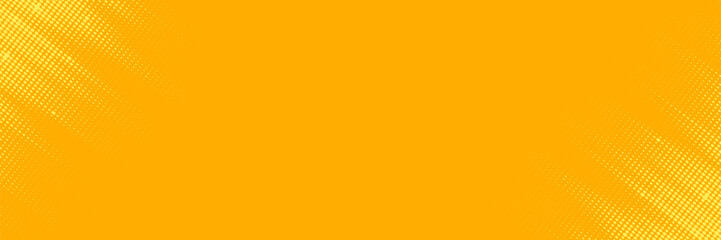 Yellow halftone pattern. Retro comic gradient background. Bright orange pixel dot texture overlay. Cartoon pop art faded polka dot pattern. Vector background for posters, banners, and ads.
