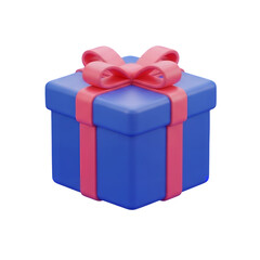 Blue 3D Gift Box with Pink Ribbon for Festive Occasions and Special Presents