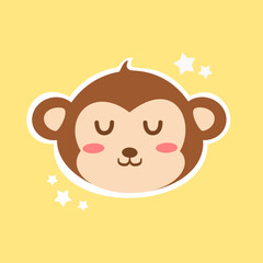 Cute monkey cartoon. Animal illustration. Monkey head vector. Can be used for wallpaper and sticker