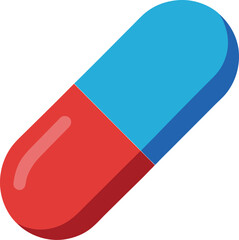 Flat-style pill icon on a white background, representing medication or health-related themes