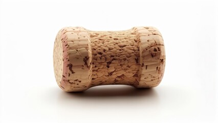 Single Champagne Cork Isolated on Clean White Background