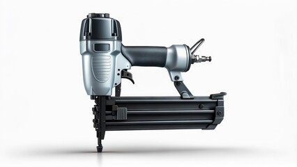 Pneumatic Nail Gun for Construction and Woodworking on White Background