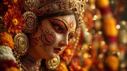 Durga puja goddess hinduism festival celebration india culture tradition art deity navratri divine bengal