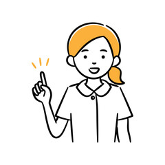 Simple illustration of a young female medical professional giving an explanation