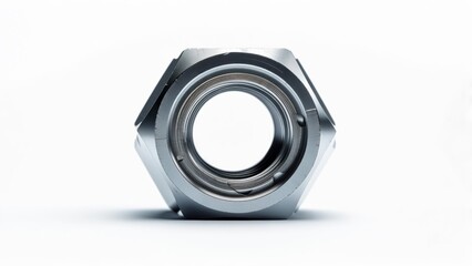 Precision Engineered Hexagonal Metal Nut Isolated on White Background
