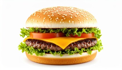 Juicy Cheeseburger with Sesame Seed Bun and Lettuce