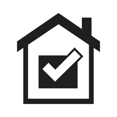 Vector illustration of house with check mark silhouette