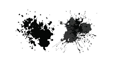 Dynamic splatter art on a stark white backdrop. black ink splatter 