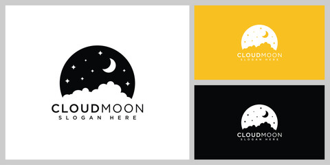 cloud and moon logo vector design