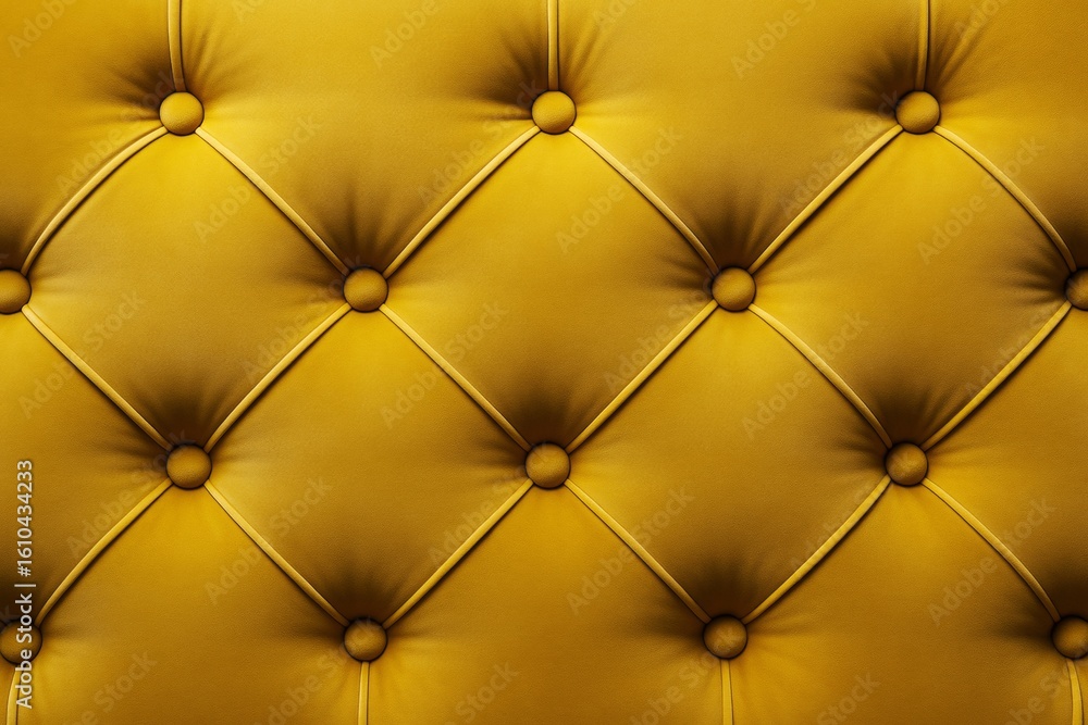 Poster luxurious yellow leather tufted surface with deep button upholstery design in diamond pattern for el