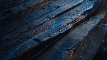 Textured rock formations with dramatic lighting, capturing layers of nature