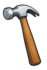 Claw Hammer with Wooden Handle Vector Illustration