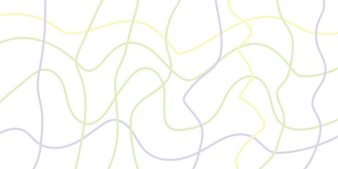 Colorful Abstract Line Art With Soft Yellow, Green, And Lavender Wavy Strokes On A White Background. Perfect For Modern Pattern, Minimalist Texture, And Digital Background Use.