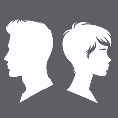 Male and Female Silhouette Profile Vector
