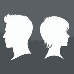 Male and Female Silhouette Profile Vector