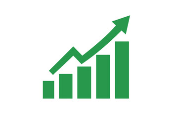 Green Growth Chart with Upward Arrow Vector Icon