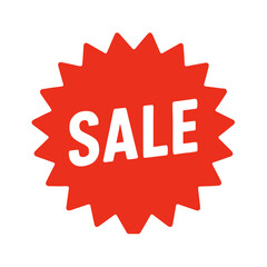 Red Sale Badge Icon – Promotional Discount Label Vector Illustration