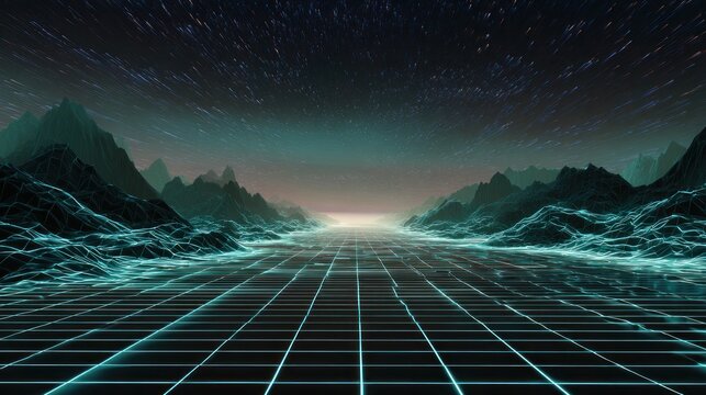 Futuristic digital landscape
