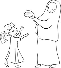 happy mother's day Illustration mom and kids coloring page