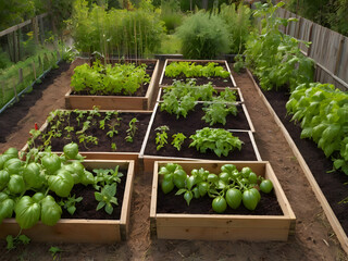 Raised Garden Beds in Backyard Vegetable Garden