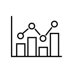 Editable stroke icon showing a chart, dashboard, or magnifying glass on data, representing business analytics insights.